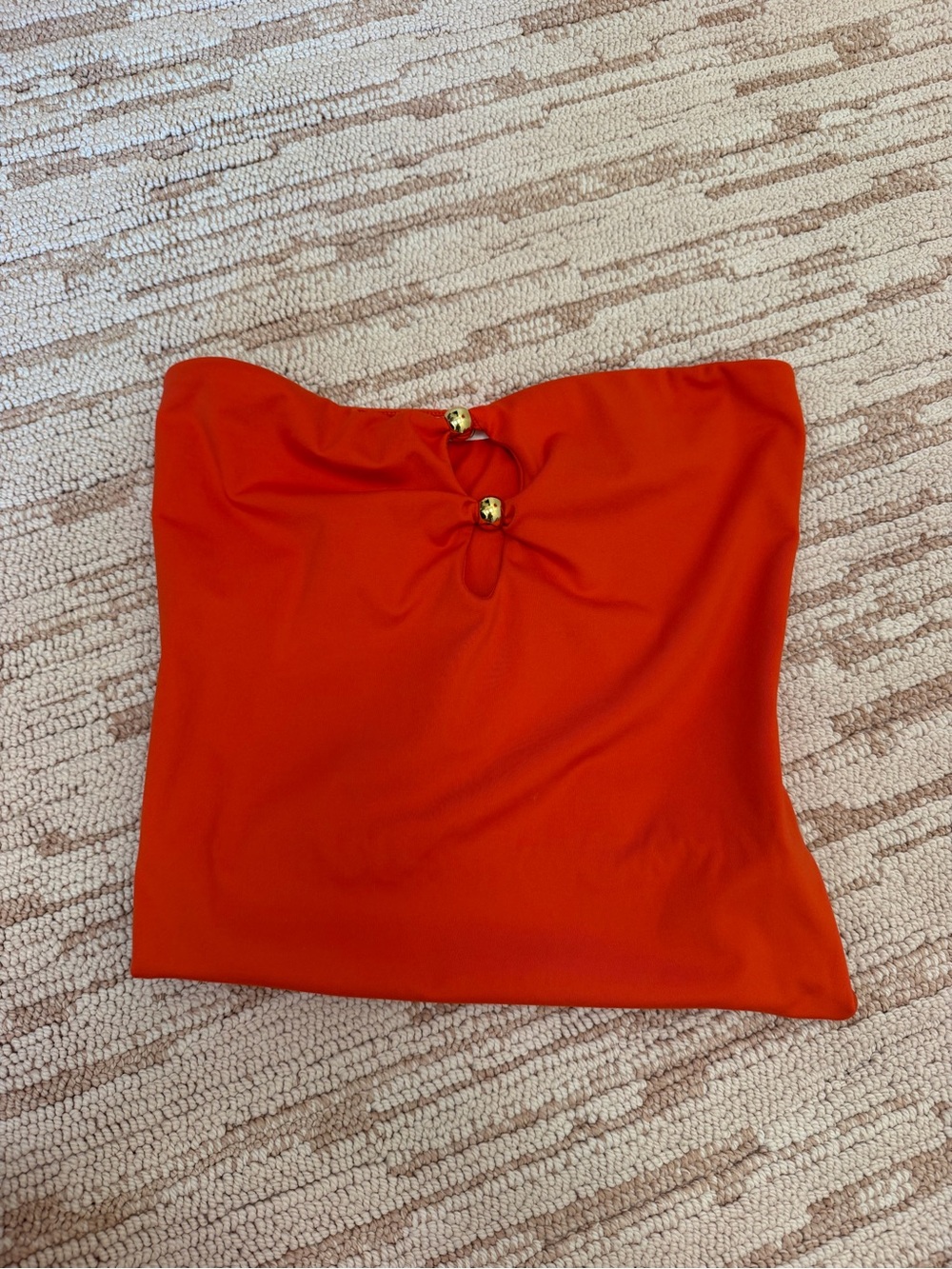 gaze Red Strapless Tube Top with Decorative Accents